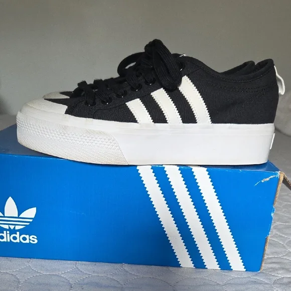 adidas Black and White Platform Lace-Up Sneakers - Picture 4 of 5